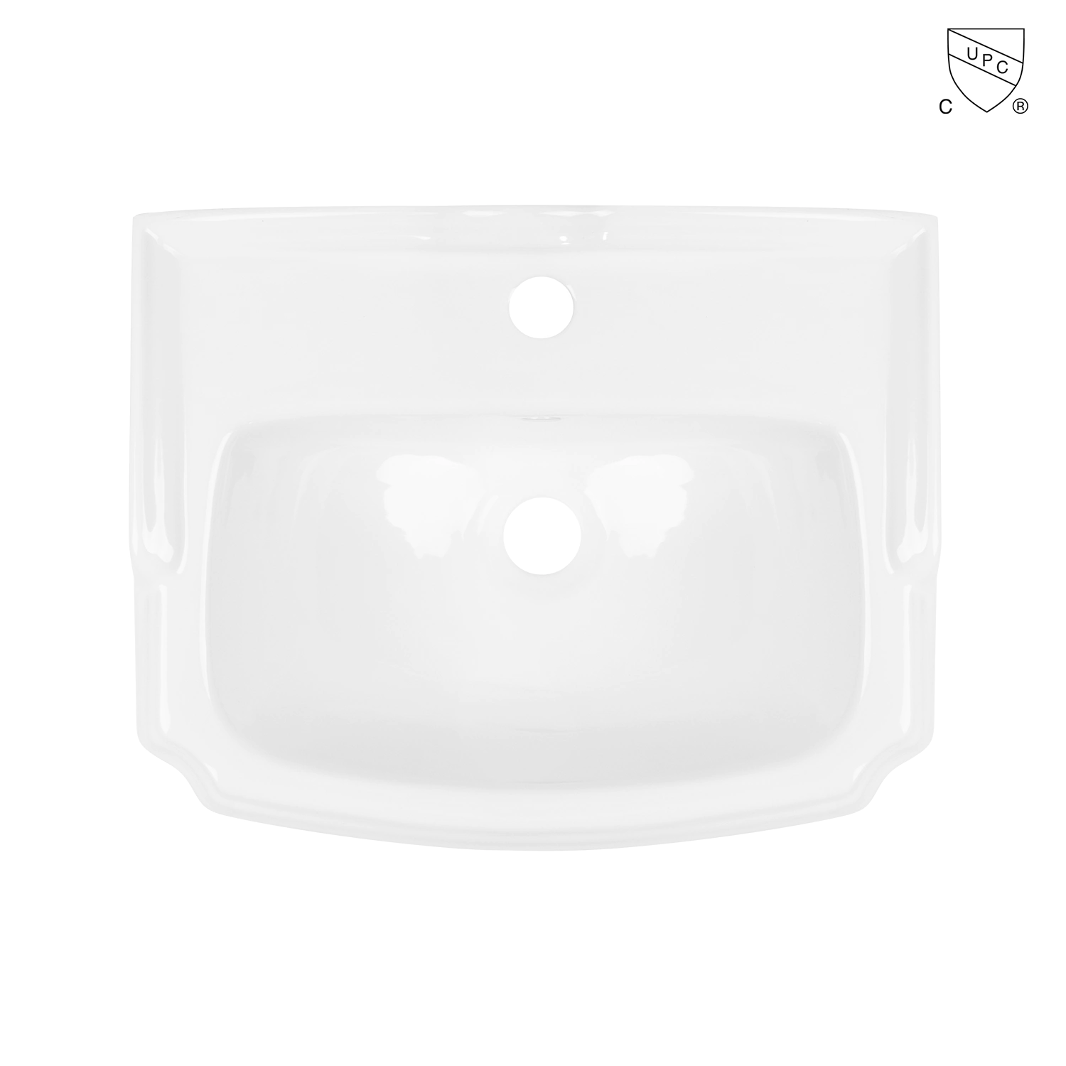 Medium size Cupc 49 cm white rectangular porcelain wall mount sink with backsplash